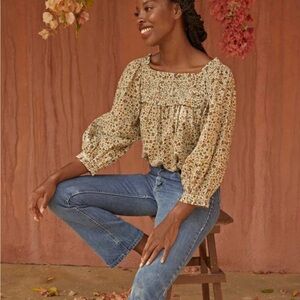 Dôen Agotha Top in Cream Poppy Bell Floral Liberty